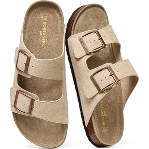 image:imageBOSTANTEN Womens Slide Sandals with Cushioned Footbed Adjustable Buckle  Soft Faux Suede Feel Lightweight Comfort Sole Easy SlipOn Style for Errands Travel and Casual Summer OutfitsBeige