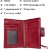 image:imageBOSTANTEN Women Leather Wallet RFID Blocking Bifold Zipper Pocket Wallet Card Case Purse with ID Window1awine red