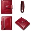 image:imageBOSTANTEN Women Leather Wallet RFID Blocking Bifold Zipper Pocket Wallet Card Case Purse with ID Window1awine red