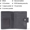 image:imageBOSTANTEN Women Leather Wallet RFID Blocking Bifold Zipper Pocket Wallet Card Case Purse with ID Window1deep grey