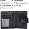 image:imageBOSTANTEN Women Leather Wallet RFID Blocking Bifold Zipper Pocket Wallet Card Case Purse with ID Window2black pebble