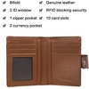 image:imageBOSTANTEN Women Leather Wallet RFID Blocking Bifold Zipper Pocket Wallet Card Case Purse with ID Window2brown pebble