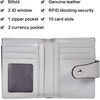image:imageBOSTANTEN Women Leather Wallet RFID Blocking Bifold Zipper Pocket Wallet Card Case Purse with ID Window2grey