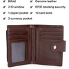 image:imageBOSTANTEN Women Leather Wallet RFID Blocking Bifold Zipper Pocket Wallet Card Case Purse with ID Window3coffee