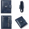 image:imageBOSTANTEN Women Leather Wallet RFID Blocking Bifold Zipper Pocket Wallet Card Case Purse with ID Window5Navy