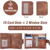 image:imageBOSTANTEN Women Leather Wallet RFID Blocking Bifold Zipper Pocket Wallet Card Case Purse with ID Window6BrownRG