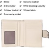 image:imageBOSTANTEN Women Leather Wallet RFID Blocking Bifold Zipper Pocket Wallet Card Case Purse with ID WindowBlackBeige