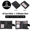 image:imageBOSTANTEN Women Leather Wallet RFID Blocking Bifold Zipper Pocket Wallet Card Case Purse with ID WindowBrownBlack