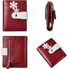 image:imageBOSTANTEN Women Leather Wallet RFID Blocking Bifold Zipper Pocket Wallet Card Case Purse with ID WindowFloral Pattern Red
