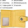 image:imageBOSTANTEN Women Leather Wallet RFID Blocking Bifold Zipper Pocket Wallet Card Case Purse with ID WindowFloral Yellow
