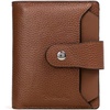 image:imageBOSTANTEN Women Leather Wallet RFID Blocking Bifold Zipper Pocket Wallet Card Case Purse with ID Window2brown pebble