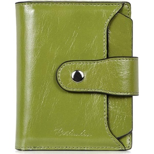 image:imageBOSTANTEN Women Leather Wallet RFID Blocking Bifold Zipper Pocket Wallet Card Case Purse with ID Window1green