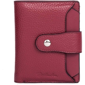 image:imageBOSTANTEN Women Leather Wallet RFID Blocking Bifold Zipper Pocket Wallet Card Case Purse with ID Window2red pebble