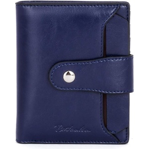image:imageBOSTANTEN Women Leather Wallet RFID Blocking Bifold Zipper Pocket Wallet Card Case Purse with ID Window3navy blue