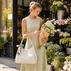 image:imageBOSTANTEN Shoulder Bag for Women 3Compartment Leather Purses and Handbags  Pebbled Leather Adjustable Strap Scarf Included Roomy Office to WeekendBeige