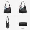 image:imageBOSTANTEN Shoulder Bag for Women 3Compartment Leather Purses and Handbags  Pebbled Leather Adjustable Strap Scarf Included Roomy Office to WeekendBlack