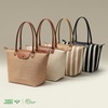 image:imageBOSTANTEN Structured Tote Handbag for Women Lightweight Summer Purse  Soft Flyknit or Straw Material Quiet Luxury Cute Design Roomy Reinforced Handle Strap Vacation Travel Commute EverydayStrawbeige
