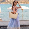 image:imageBOSTANTEN Structured Tote Handbag for Women Lightweight Summer Purse  Soft Flyknit or Straw Material Quiet Luxury Cute Design Roomy Reinforced Handle Strap Vacation Travel Commute EverydayStrawbeige