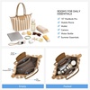 image:imageBOSTANTEN Structured Tote Handbag for Women Lightweight Summer Purse  Soft Flyknit or Straw Material Quiet Luxury Cute Design Roomy Reinforced Handle Strap Vacation Travel Commute EverydayFlyknitkhaki and Beige Striped