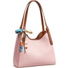 image:imageBOSTANTEN Shoulder Bag for Women 3Compartment Leather Purses and Handbags  Pebbled Leather Adjustable Strap Scarf Included Roomy Office to WeekendPink