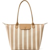 image:imageBOSTANTEN Structured Tote Handbag for Women Lightweight Summer Purse  Soft Flyknit or Straw Material Quiet Luxury Cute Design Roomy Reinforced Handle Strap Vacation Travel Commute EverydayFlyknitkhaki and Beige Striped