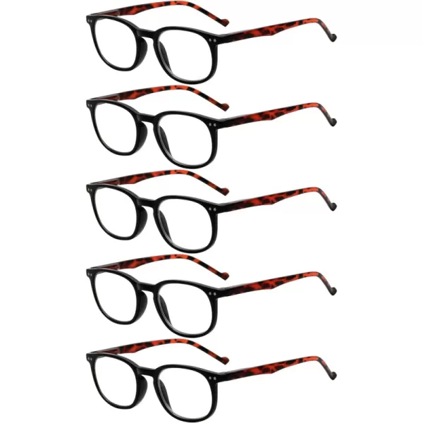 +0.75 Black/Tortoise-5pcs All Clear Lens