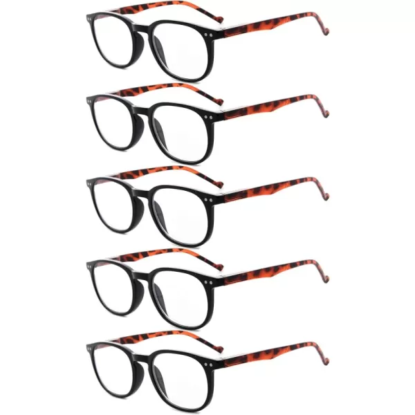 +3.50 Black/Tortoise-5pcs All Clear Lens