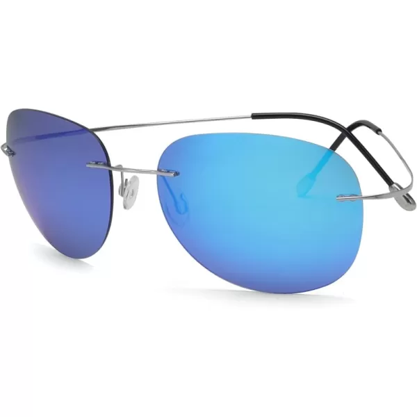 Aviator Silver Frame Blue Mirror