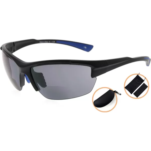 Eyekepper TR90 Sports Half-Rimless Bifocal Sunglasses Baseball Running Fishing Driving Golf Softball Hiking Readers 