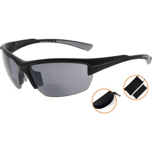 Eyekepper TR90 Sports Half-Rimless Bifocal Sunglasses Baseball Running Fishing Driving Golf Softball Hiking Readers 