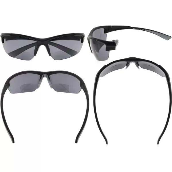 Eyekepper TR90 Sports Half-Rimless Bifocal Sunglasses Baseball Running Fishing Driving Golf Softball Hiking Readers 