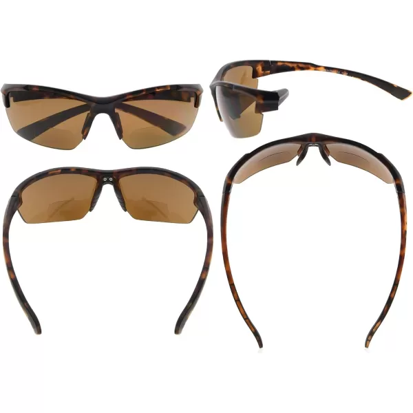 Eyekepper TR90 Sports Half-Rimless Bifocal Sunglasses Baseball Running Fishing Driving Golf Softball Hiking Readers 