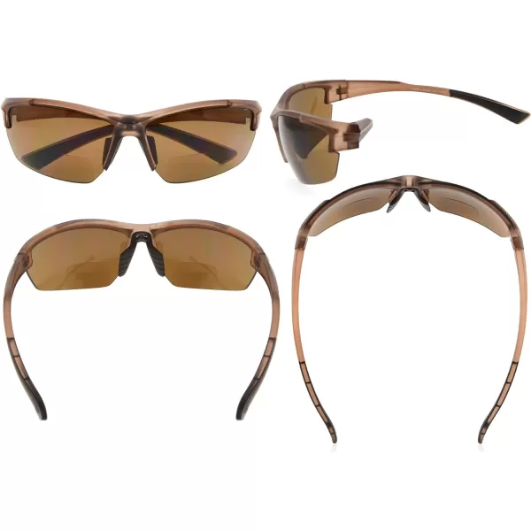 Eyekepper TR90 Sports Half-Rimless Bifocal Sunglasses Baseball Running Fishing Driving Golf Softball Hiking Readers 
