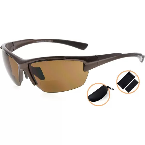 Eyekepper TR90 Sports Half-Rimless Bifocal Sunglasses Baseball Running Fishing Driving Golf Softball Hiking Readers 
