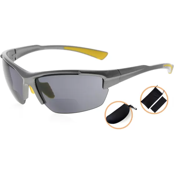 Eyekepper TR90 Sports Half-Rimless Bifocal Sunglasses Baseball Running Fishing Driving Golf Softball Hiking Readers 