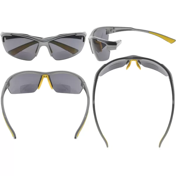 Eyekepper TR90 Sports Half-Rimless Bifocal Sunglasses Baseball Running Fishing Driving Golf Softball Hiking Readers 