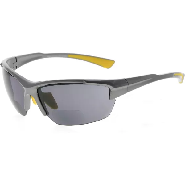 Eyekepper TR90 Sports Half-Rimless Bifocal Sunglasses Baseball Running Fishing Driving Golf Softball Hiking Readers 