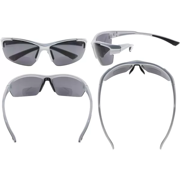 Eyekepper TR90 Sports Half-Rimless Bifocal Sunglasses Baseball Running Fishing Driving Golf Softball Hiking Readers 