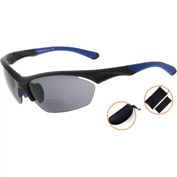 Eyekepper TR90 Sports Half-Rimless Bifocal Sunglasses Baseball Running Fishing Driving Golf Softball Hiking Readers 