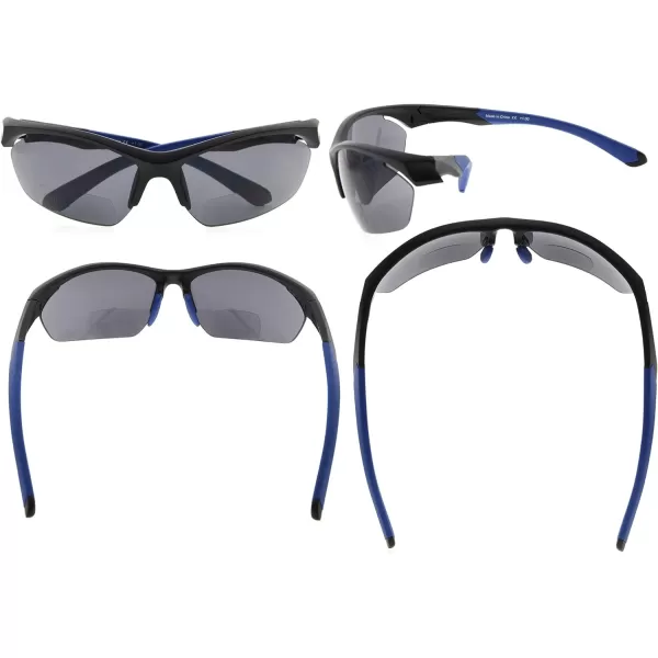 Eyekepper TR90 Sports Half-Rimless Bifocal Sunglasses Baseball Running Fishing Driving Golf Softball Hiking Readers 