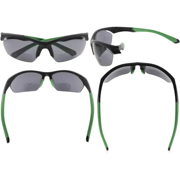 Eyekepper TR90 Sports Half-Rimless Bifocal Sunglasses Baseball Running Fishing Driving Golf Softball Hiking Readers 