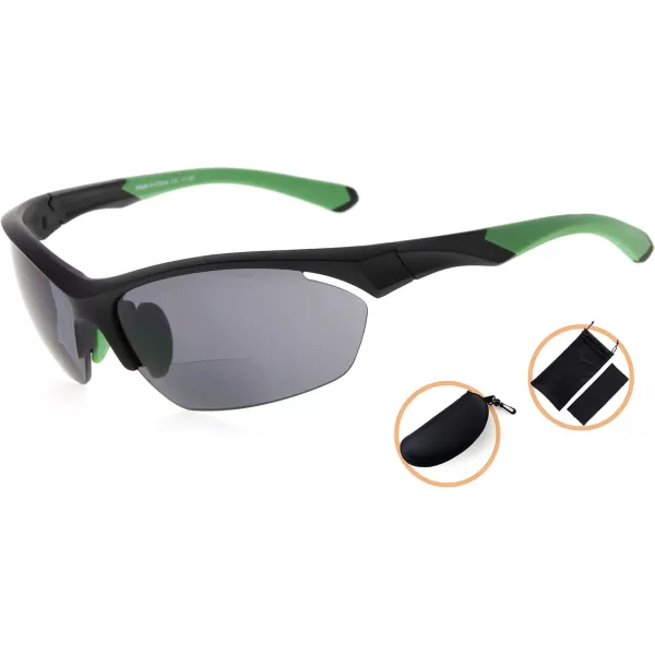 Eyekepper TR90 Sports Half-Rimless Bifocal Sunglasses Baseball Running Fishing Driving Golf Softball Hiking Readers 
