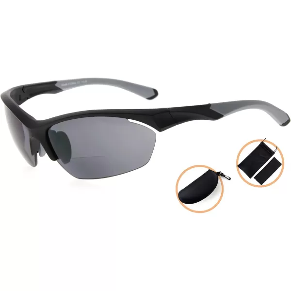 Eyekepper TR90 Sports Half-Rimless Bifocal Sunglasses Baseball Running Fishing Driving Golf Softball Hiking Readers 