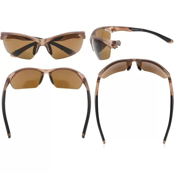 Eyekepper TR90 Sports Half-Rimless Bifocal Sunglasses Baseball Running Fishing Driving Golf Softball Hiking Readers 