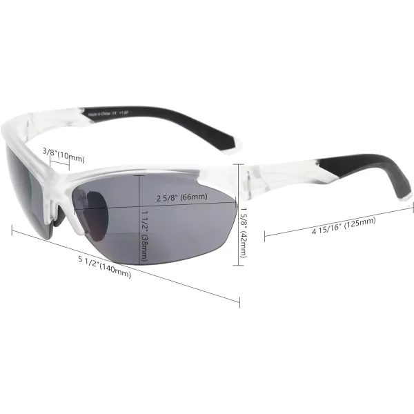 Eyekepper TR90 Sports Half-Rimless Bifocal Sunglasses Baseball Running Fishing Driving Golf Softball Hiking Readers 