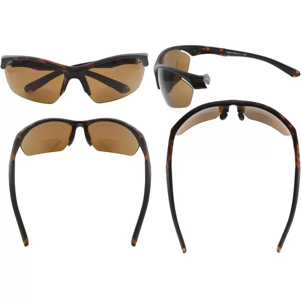 Eyekepper TR90 Sports Half-Rimless Bifocal Sunglasses Baseball Running Fishing Driving Golf Softball Hiking Readers 