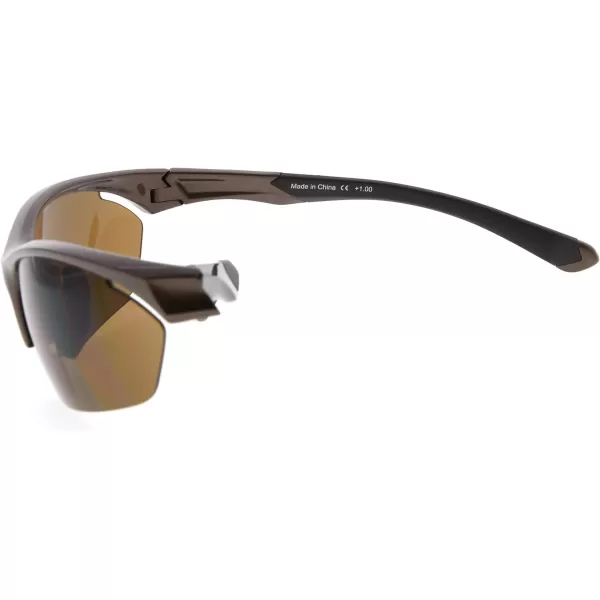 Eyekepper TR90 Sports Half-Rimless Bifocal Sunglasses Baseball Running Fishing Driving Golf Softball Hiking Readers 