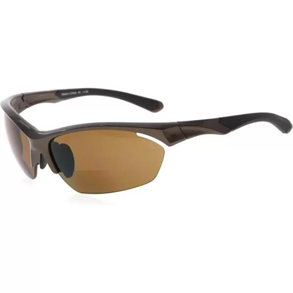 Eyekepper TR90 Sports Half-Rimless Bifocal Sunglasses Baseball Running Fishing Driving Golf Softball Hiking Readers 