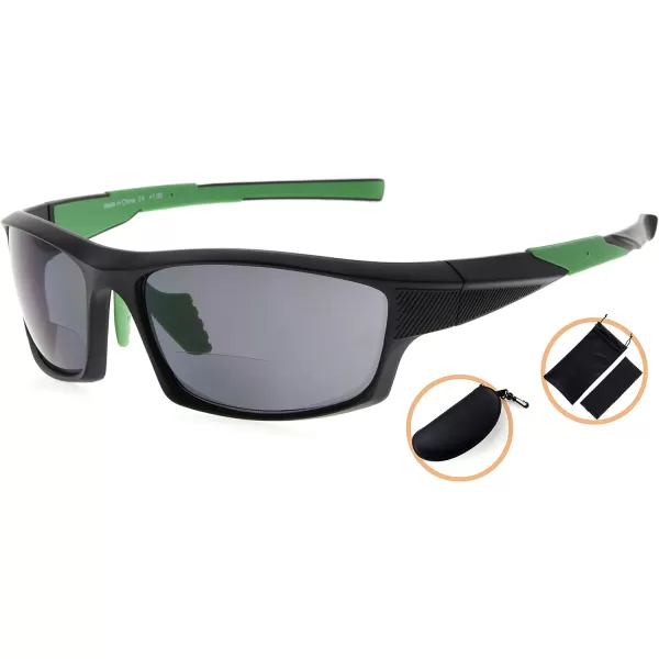 Eyekepper TR90 Sports Half-Rimless Bifocal Sunglasses Baseball Running Fishing Driving Golf Softball Hiking Readers 