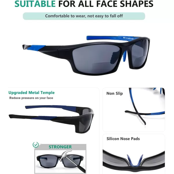 Eyekepper TR90 Sports Half-Rimless Bifocal Sunglasses Baseball Running Fishing Driving Golf Softball Hiking Readers 
